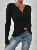 SHASHA - Elegant Chic Slim Fit Long Sleeve Round Neck Tops