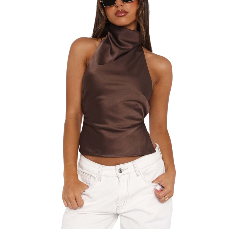 CHINIE – Chic Sleeveless Halter Neck Blouse