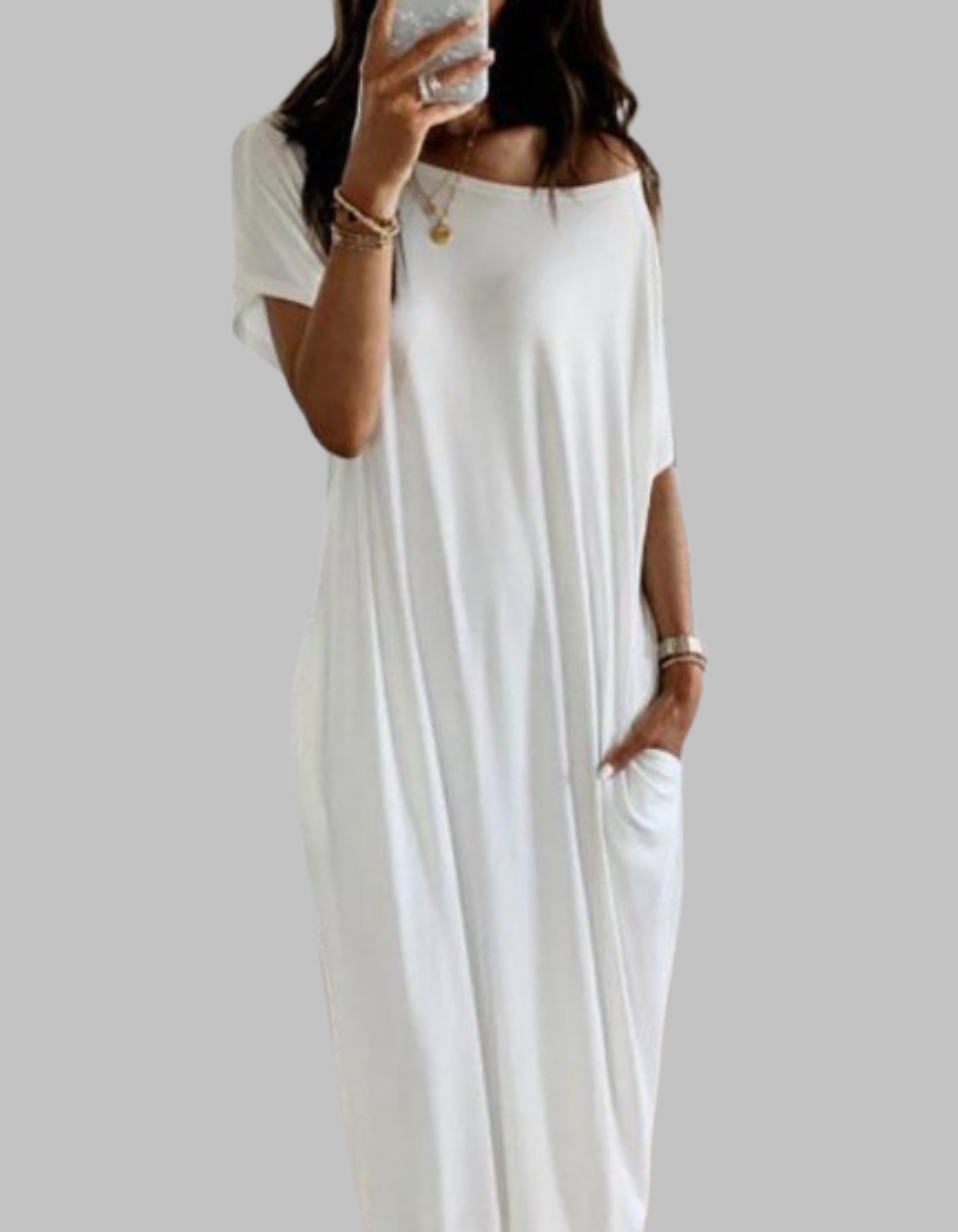 SHAEL - Loose Fit Round Neck Sleep Nightdress