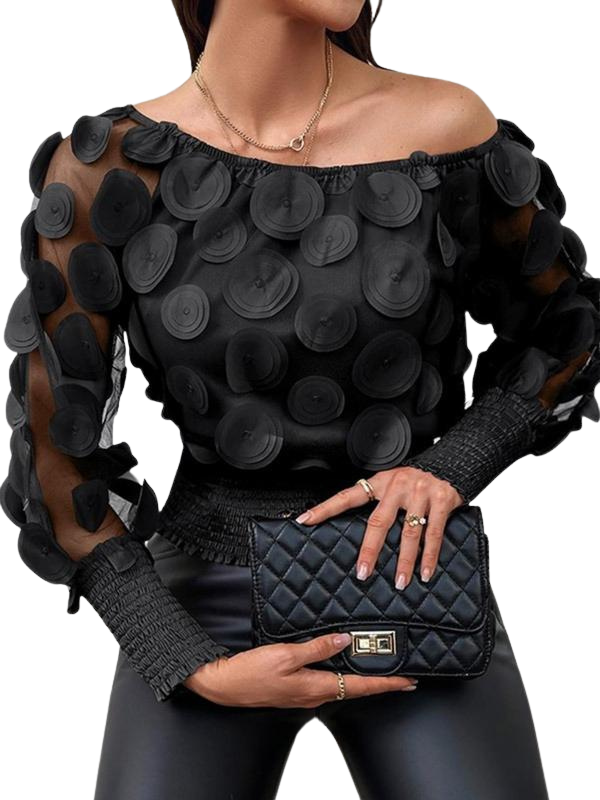 GWYN – Sheer Bishop Sleeve Blouse with Soft Shirred Detail