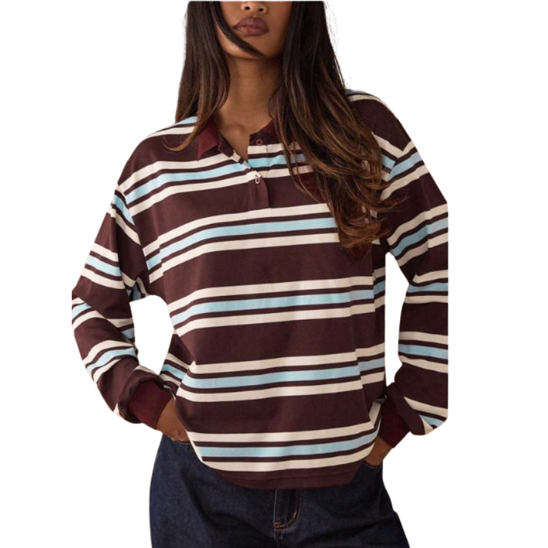 AIKO – Refined Striped Long Sleeve Top
