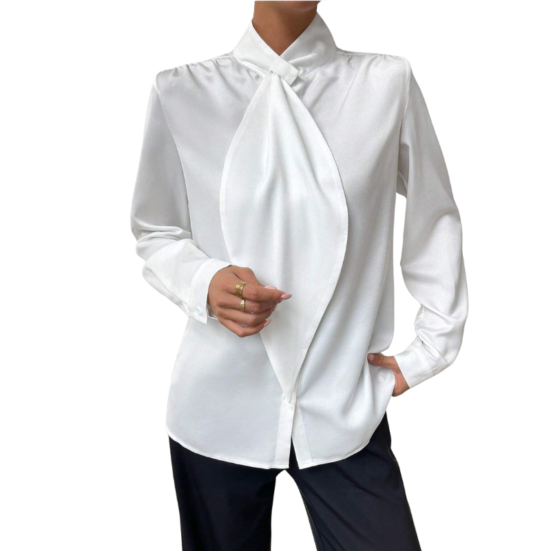 JANELA – Sophisticated Long Sleeve High Neck Blouse