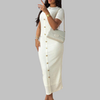 RACHEL - Elegant Round Neck Fake Button Dress
