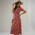 DALISAY -  Plus Size V-Neck Flounce Sleeve Summer Dress