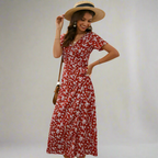 DALISAY -  Plus Size V-Neck Flounce Sleeve Summer Dress