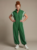 Lark | Zip Front Stripe Panel Jumpsuit
