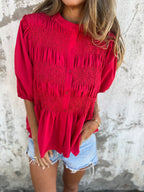 ELIZA - Pleated Button-Up Blouse