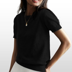 LENY - Relaxed Fit Short Sleeve Round Neck Knit Top