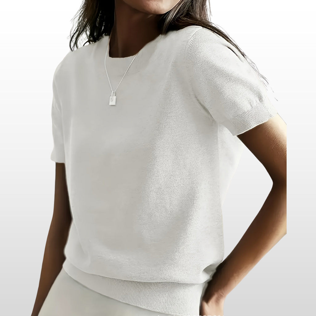 LENY - Relaxed Fit Short Sleeve Round Neck Knit Top