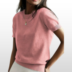 LENY - Relaxed Fit Short Sleeve Round Neck Knit Top