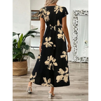 ZOELLA – Elegant Summer Printed Short Sleeve Maxi Dress