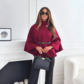 FENITH - Classy High Neck Belted Cape Top