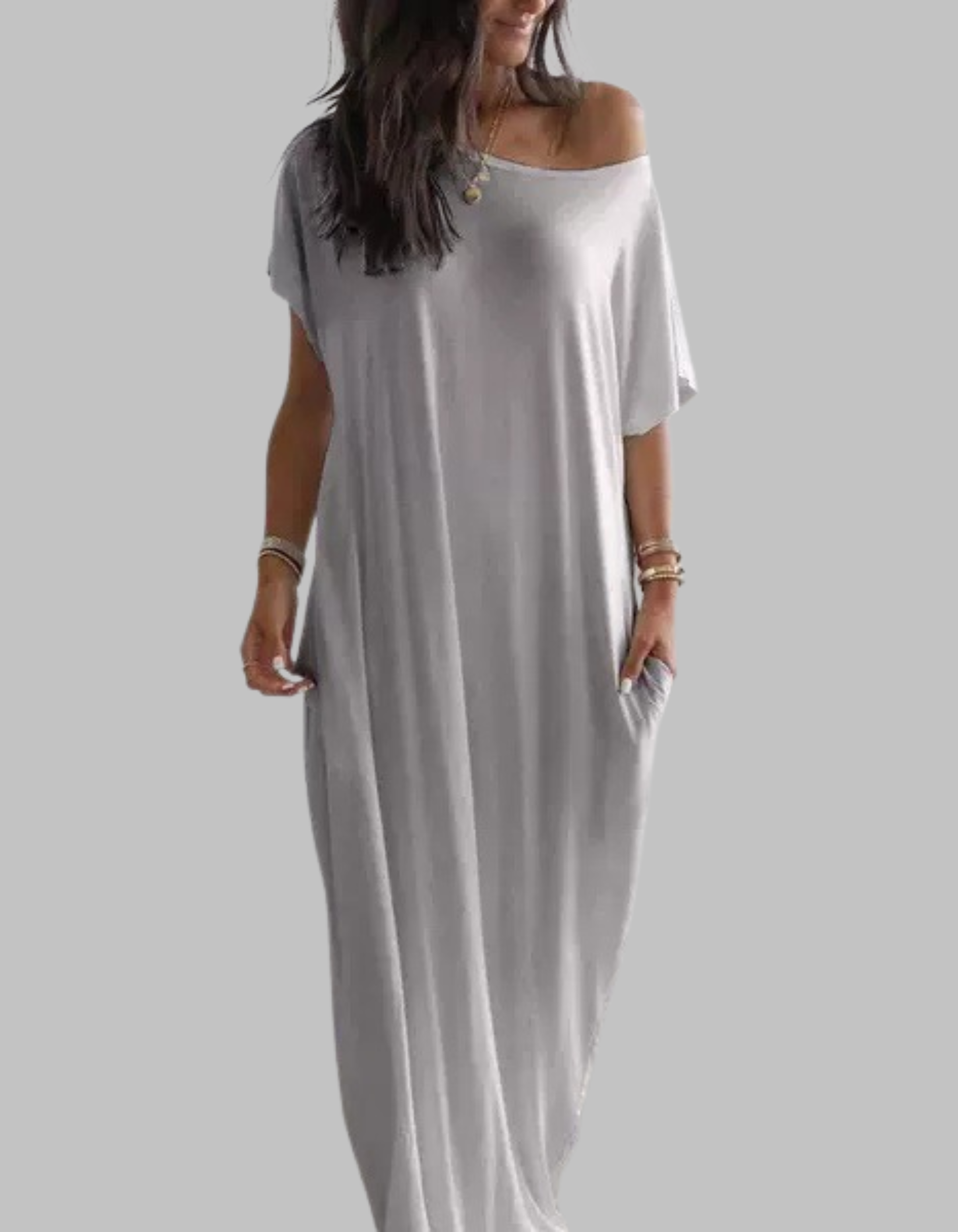 SHAEL - Loose Fit Round Neck Sleep Nightdress