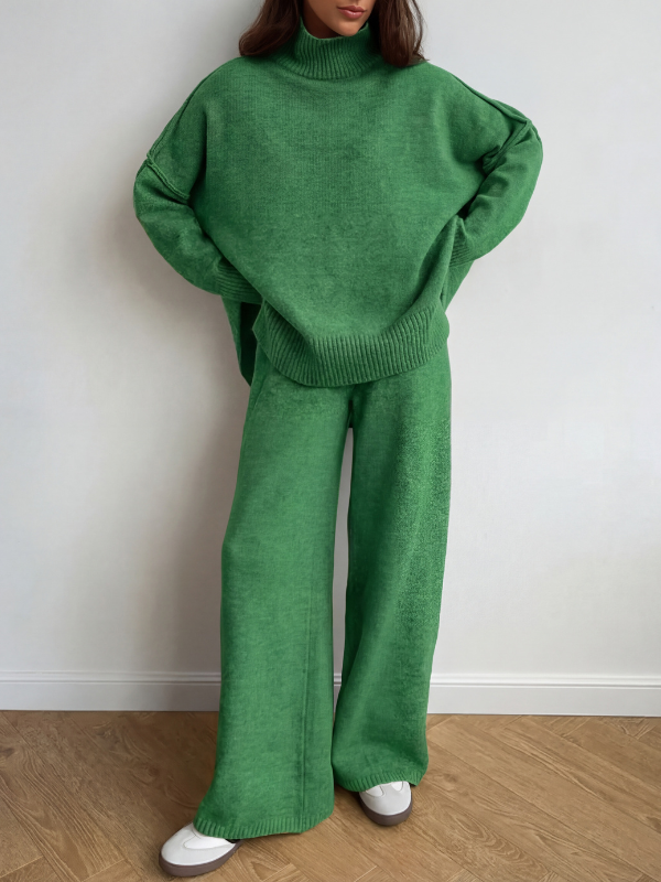 BEATRIX – Turtleneck Sweater & Wide Leg Pants Two-Piece Set
