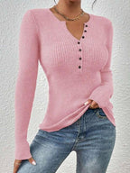 SHASHA - Elegant Chic Slim Fit Long Sleeve Round Neck Tops