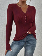 SHASHA - Elegant Chic Slim Fit Long Sleeve Round Neck Tops