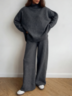 BEATRIX – Turtleneck Sweater & Wide Leg Pants Two-Piece Set