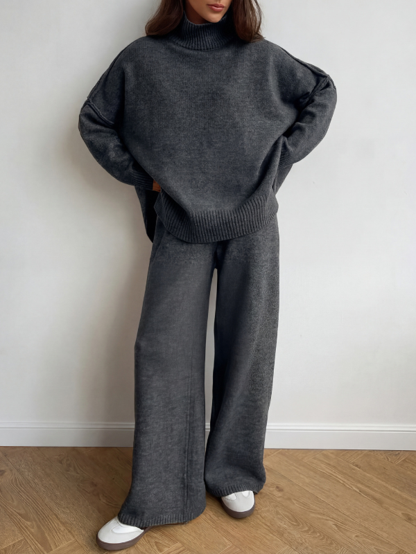 BEATRIX – Turtleneck Sweater & Wide Leg Pants Two-Piece Set