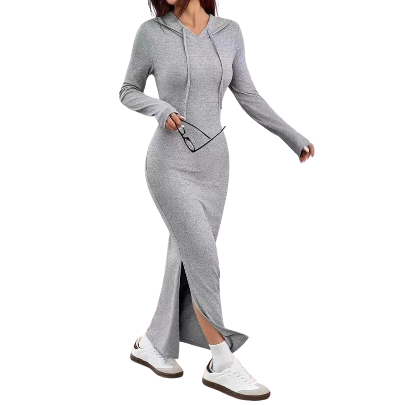 LUCY – Casual Hooded Drawstring Slim Fit Dress