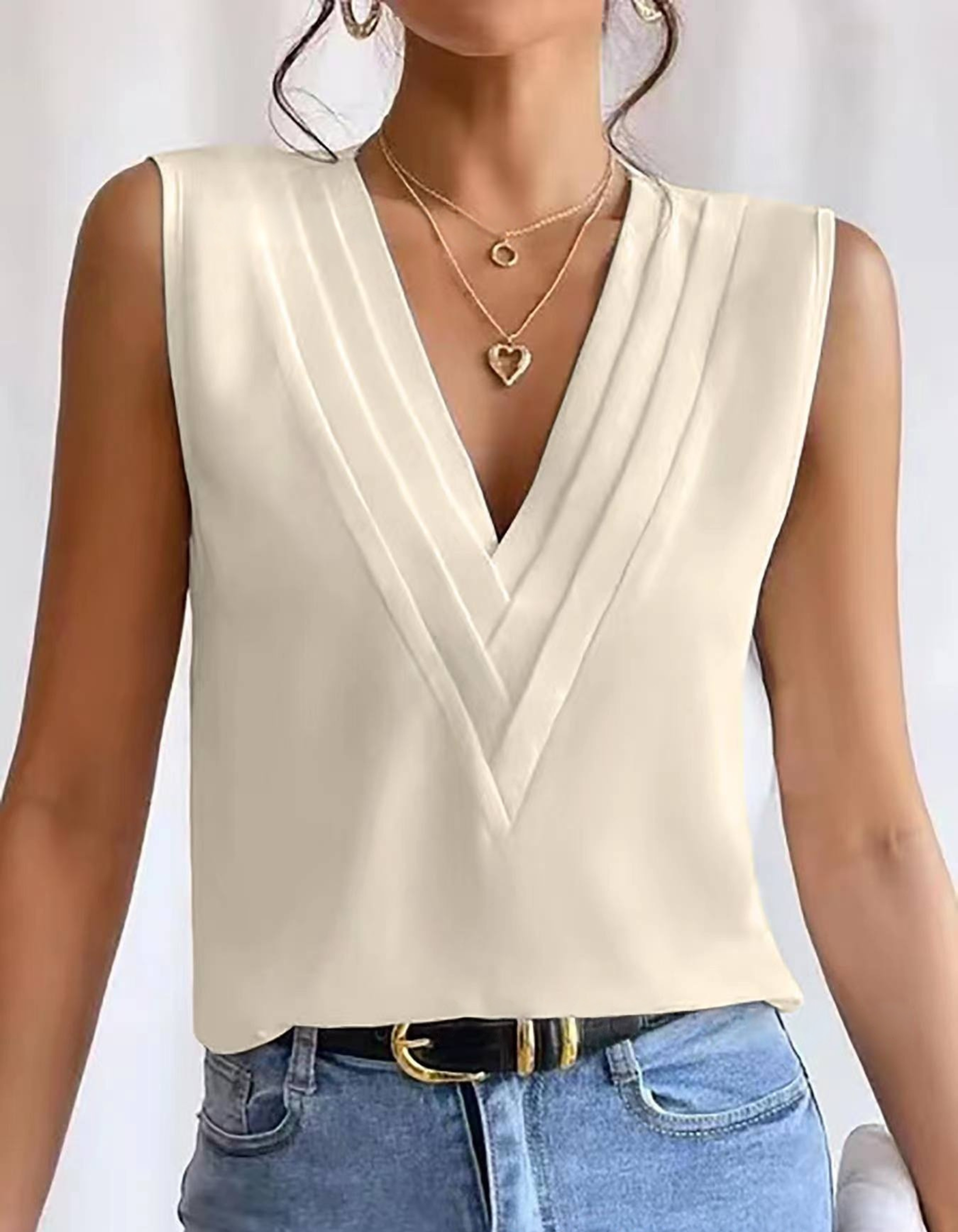 JADE - Lightweight Sleeveless V-Neck Top