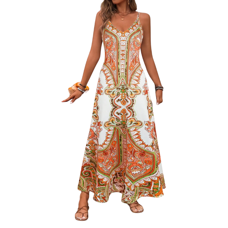 HELGA – Flowy Floral Vacation Maxi Dress