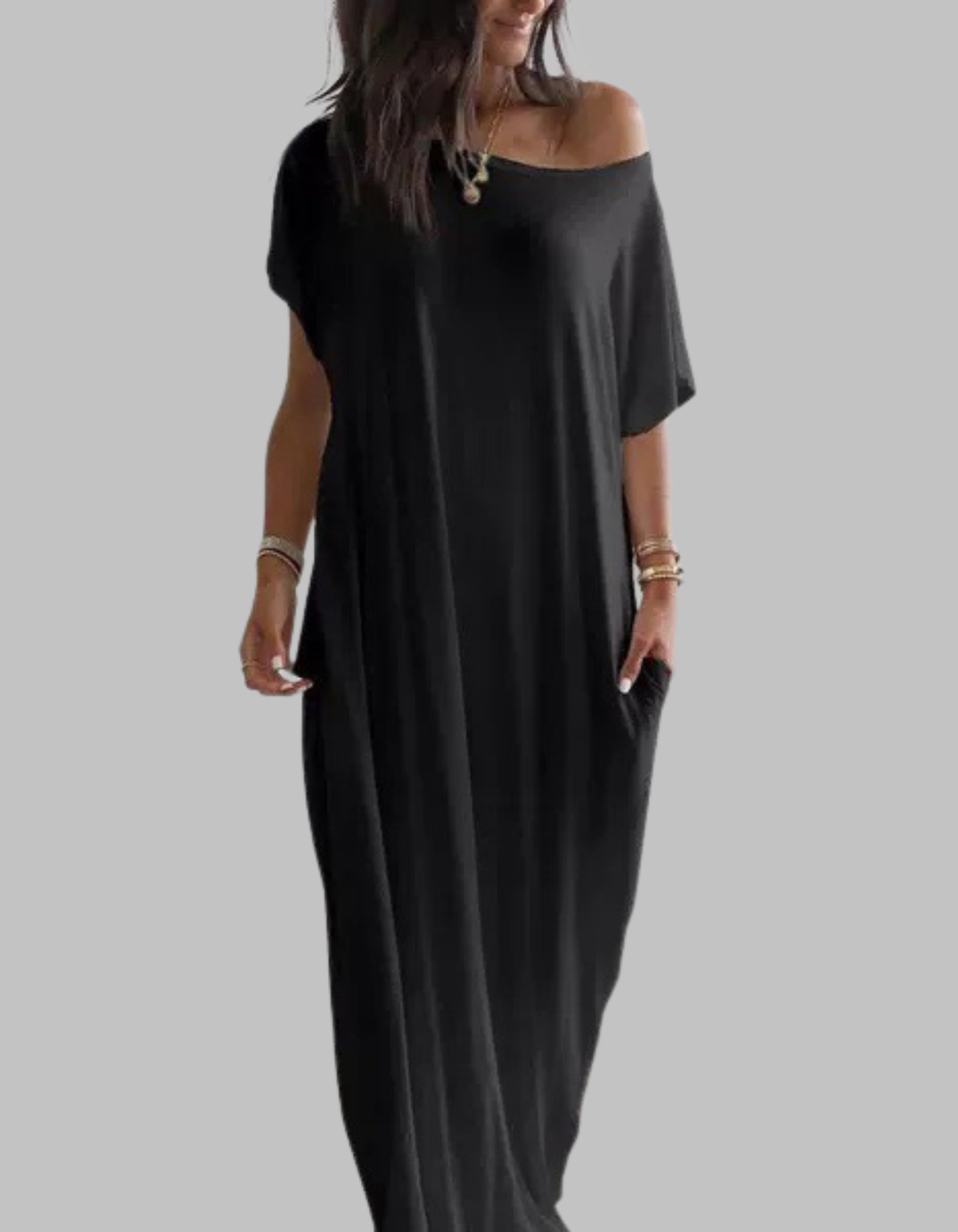 SHAEL - Loose Fit Round Neck Sleep Nightdress