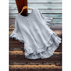 EVITA - Simple Plus Size Ruffle Hem Summer Blouse