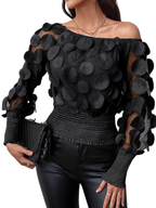 GWYN – Sheer Bishop Sleeve Blouse with Soft Shirred Detail