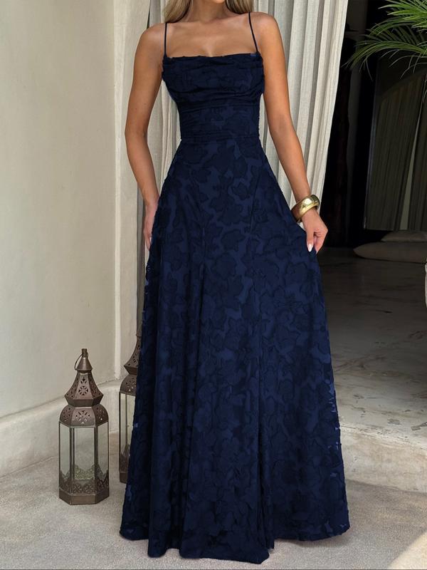 MABEL - Sexy Backless Lace Pattern Long Dress for Events