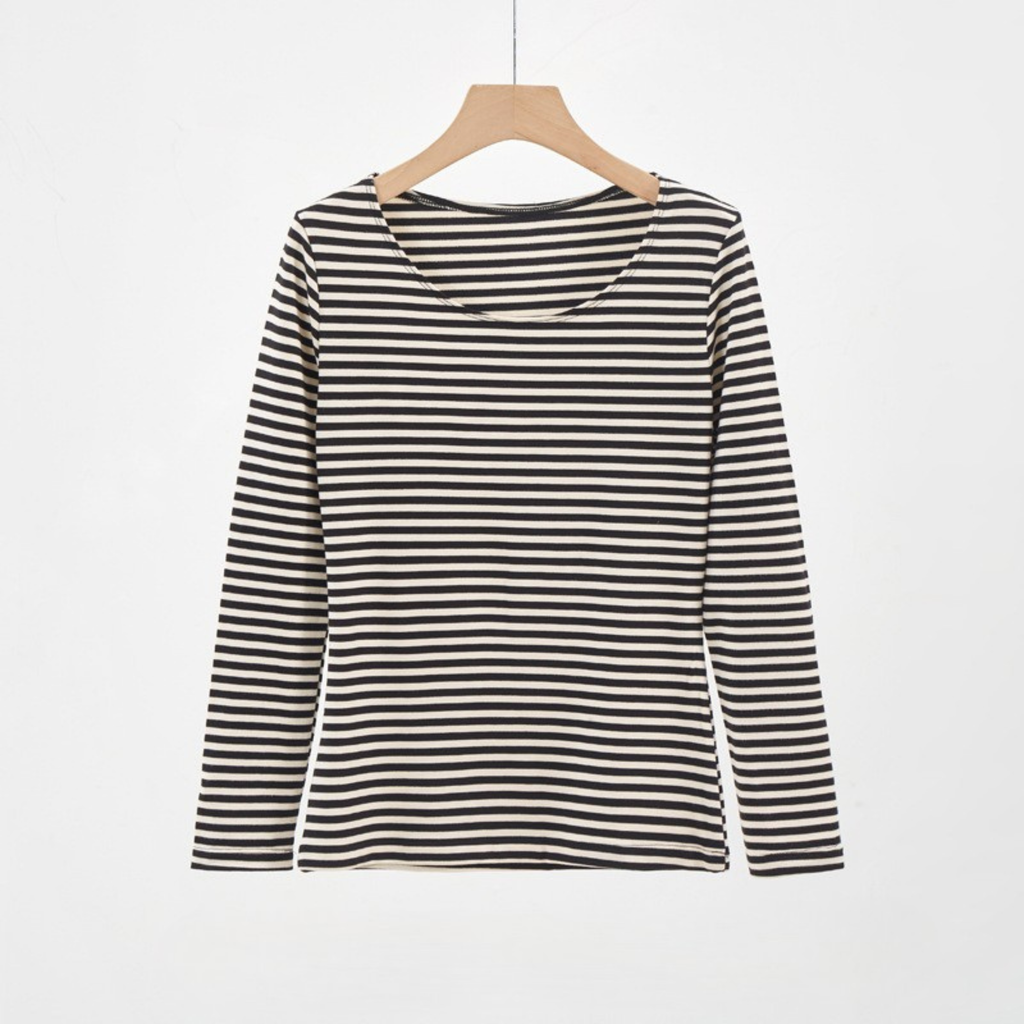 EVANTHIA - Casual Striped Slim-Fit Long Sleeve Top