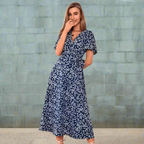 DALISAY -  Plus Size V-Neck Flounce Sleeve Summer Dress