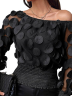 GWYN – Sheer Bishop Sleeve Blouse with Soft Shirred Detail