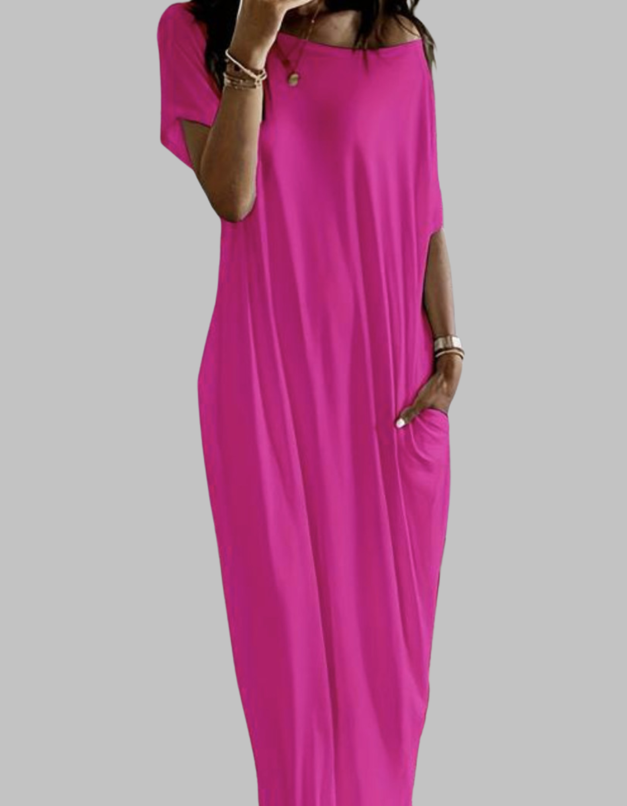 SHAEL - Loose Fit Round Neck Sleep Nightdress