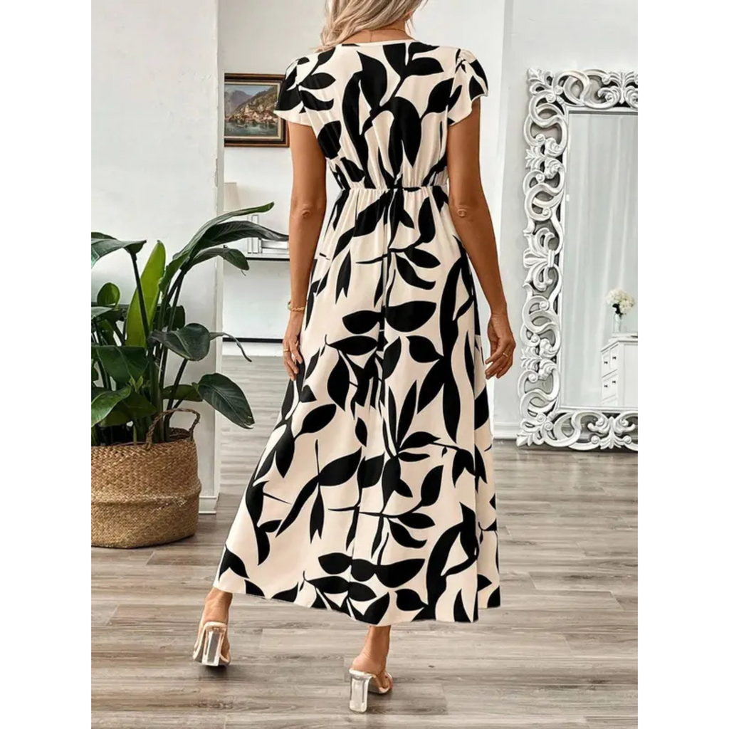 ZOELLA – Elegant Summer Printed Short Sleeve Maxi Dress