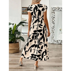 ZOELLA – Elegant Summer Printed Short Sleeve Maxi Dress