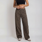 PENELOPE – Casual Leopard Print Wide Leg Trousers