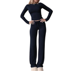 CECILY – Slim Fit Long Sleeve Crop Tee & Pants Matching Set