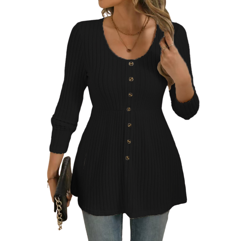 DOLLY – Polished Round Neck Long Sleeve Top