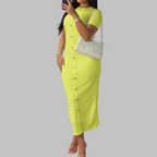 REGAN - Elegant Round Neck Fake Button Dress