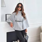 FENITH - Classy High Neck Belted Cape Top