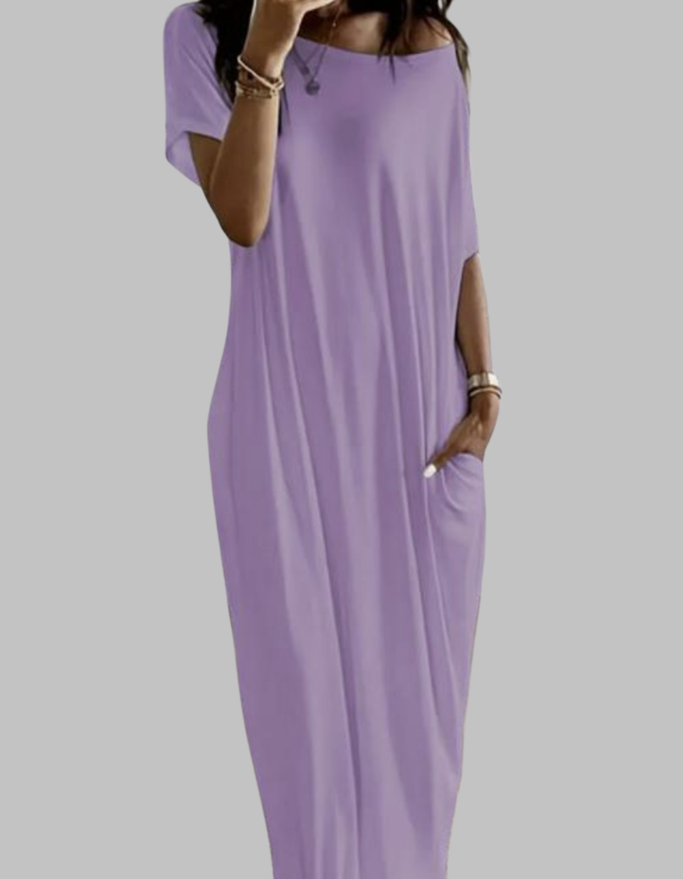 SHAEL - Loose Fit Round Neck Sleep Nightdress
