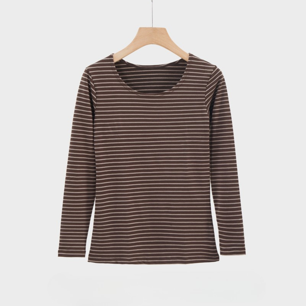EVANTHIA - Casual Striped Slim-Fit Long Sleeve Top