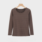 EVANTHIA - Casual Striped Slim-Fit Long Sleeve Top