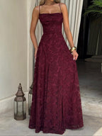 MABEL - Sexy Backless Lace Pattern Long Dress for Events