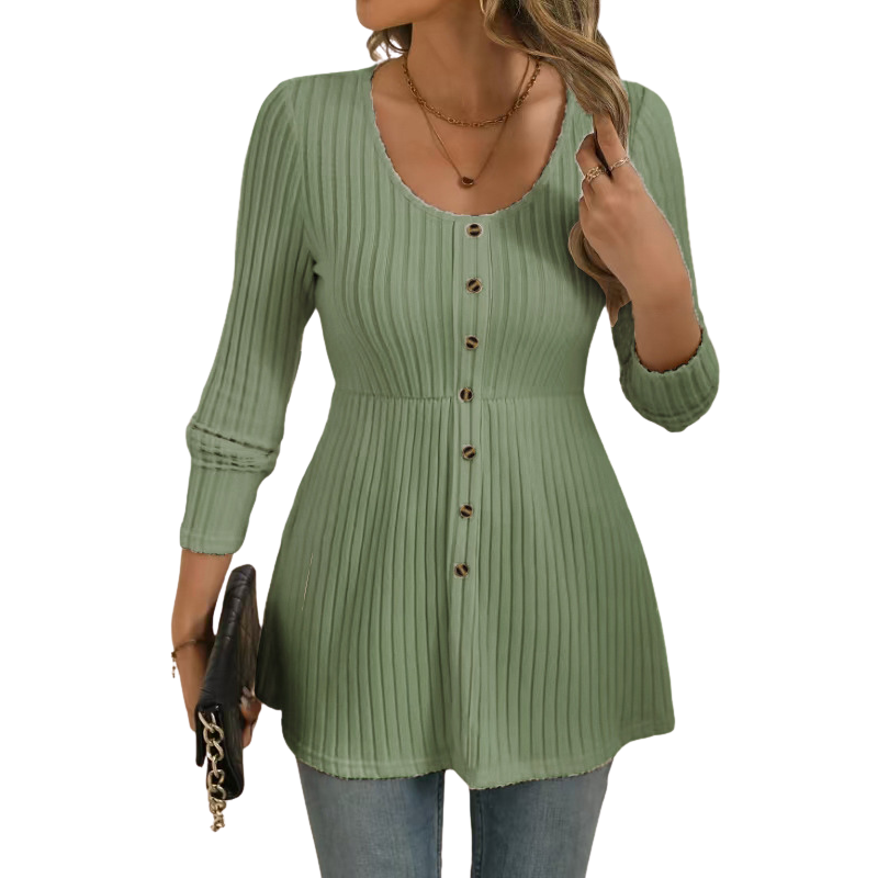 DOLLY – Polished Round Neck Long Sleeve Top