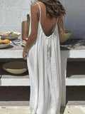 NORALYN - Simple Solid Backless Cami Dress for Beach
