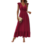 CATALINA – Elegant Shirred V Neck Maxi Dress