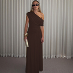 SHINA - Elegant One Shoulder Evening Maxi Dress