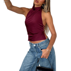 CHINIE – Chic Sleeveless Halter Neck Blouse