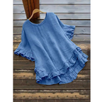 EVITA - Simple Plus Size Ruffle Hem Summer Blouse